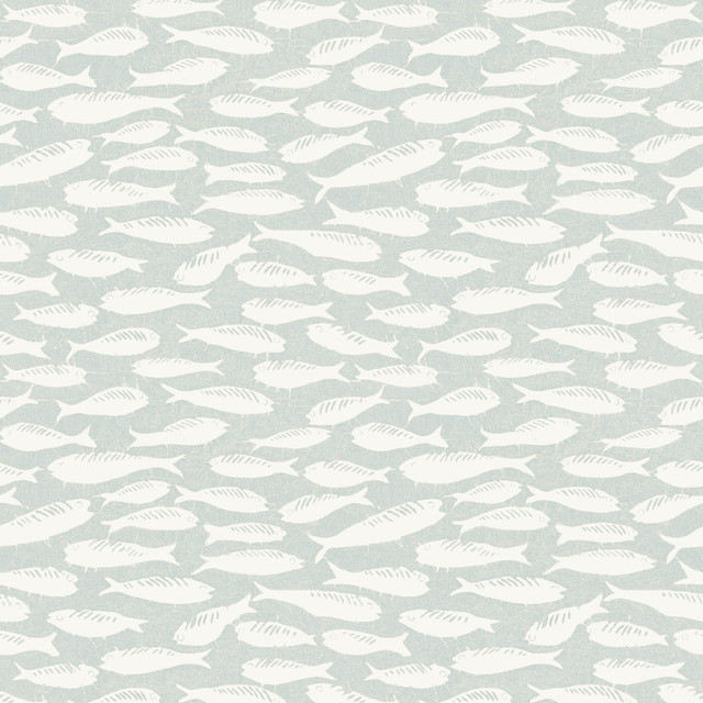 Nunkie Light Blue Sardine Wallpaper by Chesapeake Designer Flora & Fauna Covers about 56.4 square feet 20.5-in by 33-ft long roll Prepasted 10.5 - Swanky Fabrics - Nunkie Light Blue Sardine Wallpaper by Chesapeake Designer Flora & Fauna Covers about 56.4 square feet 20.5-in by 33-ft long roll Prepasted 10.5 - Swanky Fabrics -