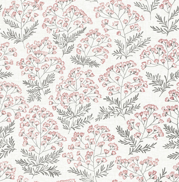 Floret Pink Floral Wallpaper by A-Street Prints Designer Equinox Covers about 56.4 square feet 20.5-in by 33-ft long roll Unpasted 20.9 - Swanky Fabrics -