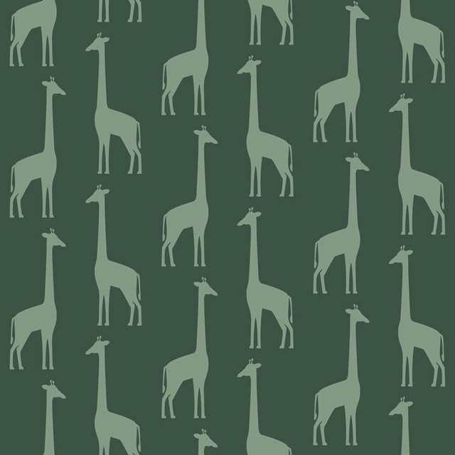 Vivi Teal Giraffe Wallpaper by Chesapeake Designer Fable Covers about 57.5 square feet 20.9-in by 33-ft long roll Unpasted 5.2 - Swanky Fabrics -