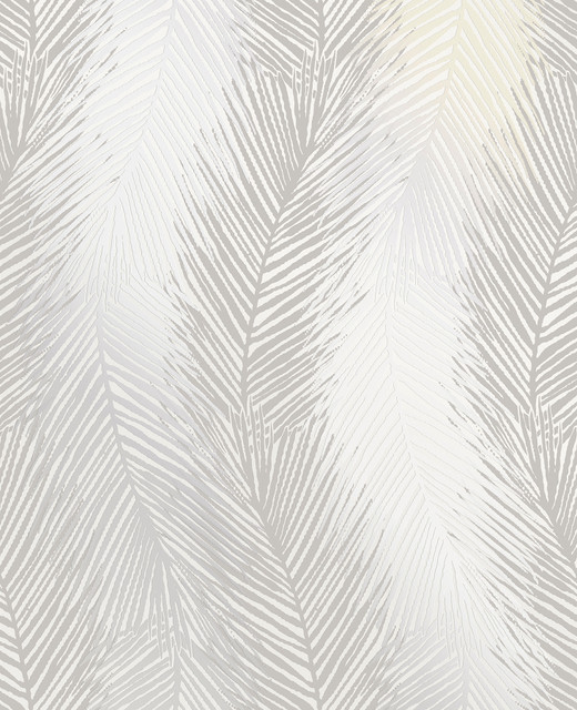 Wheaton Silver Leaf Wave Wallpaper by Decorline Designer Essence Covers about 56.4 square feet 20.5-in by 33-ft long roll Unpasted 25 - Swanky Fabrics -