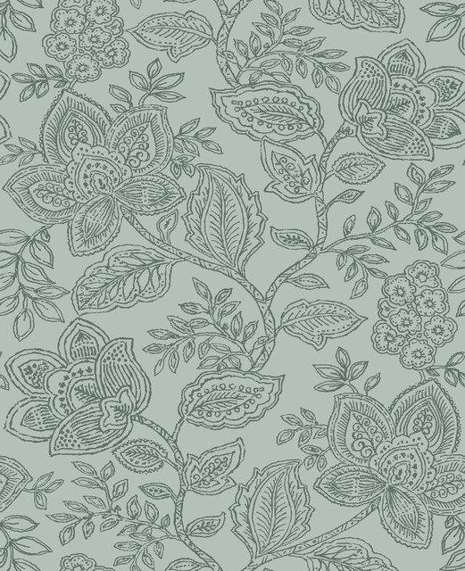 Larkin Green Floral Wallpaper by A-Street Prints Designer Equinox Covers about 56.4 square feet 20.5-in by 33-ft long roll Unpasted 25.2 - Swanky Fabrics - Larkin Green Floral Wallpaper by A-Street Prints Designer Equinox Covers about 56.4 square feet 20.5-in by 33-ft long roll Unpasted 25.2 - Swanky Fabrics -
