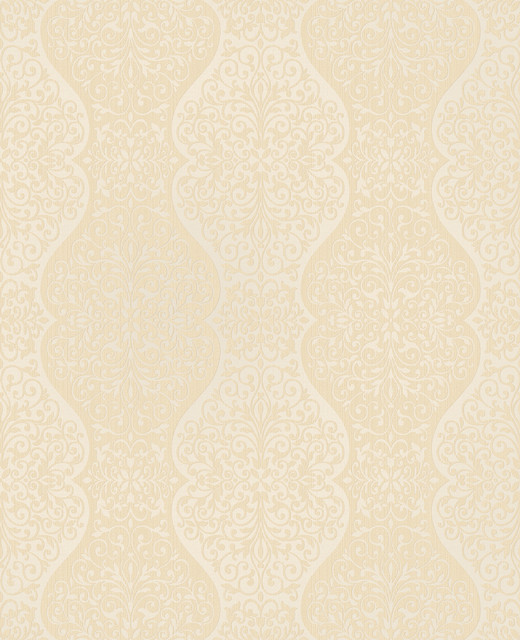 Cadence Gold Scroll Wallpaper by Decorline Designer Evolve Covers about 56.4 square feet 20.5-in by 33-ft long roll Unpasted 12.6 - Swanky Fabrics -