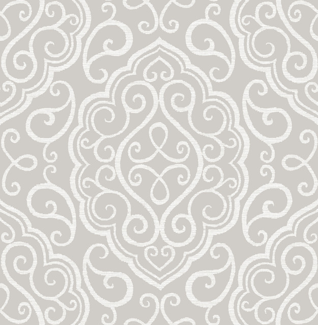 Heavenly Taupe Damask Wallpaper by A-Street Prints Designer Eclipse Covers about 56.4 square feet 20.5-in by 33-ft long roll Unpasted 20.9 - Swanky Fabrics - Heavenly Taupe Damask Wallpaper by A-Street Prints Designer Eclipse Covers about 56.4 square feet 20.5-in by 33-ft long roll Unpasted 20.9 - Swanky Fabrics -