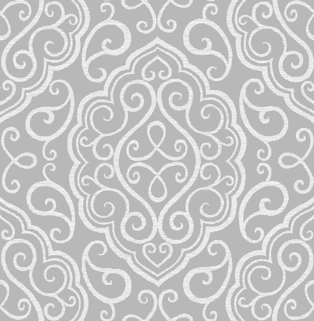 Heavenly Grey Damask Wallpaper by A-Street Prints Designer Eclipse Covers about 56.4 square feet 20.5-in by 33-ft long roll Unpasted 20.9 - Swanky Fabrics - Heavenly Grey Damask Wallpaper by A-Street Prints Designer Eclipse Covers about 56.4 square feet 20.5-in by 33-ft long roll Unpasted 20.9 - Swanky Fabrics -