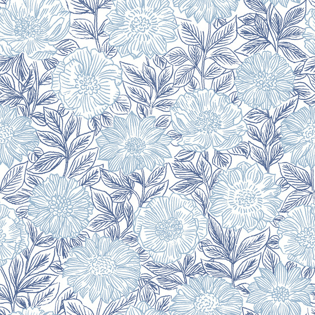 Faustin Navy Floral Wallpaper by Chesapeake Designer Delphine Covers about 56.4 square feet 20.5-in by 33-ft long roll Prepasted 20.5 - Swanky Fabrics - Faustin Navy Floral Wallpaper by Chesapeake Designer Delphine Covers about 56.4 square feet 20.5-in by 33-ft long roll Prepasted 20.5 - Swanky Fabrics -