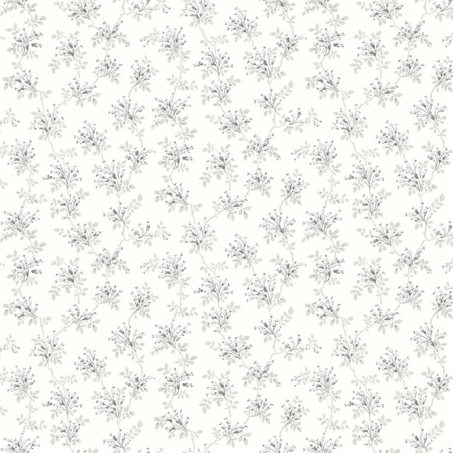 Sofiane Grey Botanical Trail Wallpaper by Chesapeake Designer Delphine Covers about 56.4 square feet 20.5-in by 33-ft long roll Prepasted 20.5 - Swanky Fabrics - Sofiane Grey Botanical Trail Wallpaper by Chesapeake Designer Delphine Covers about 56.4 square feet 20.5-in by 33-ft long roll Prepasted 20.5 - Swanky Fabrics -
