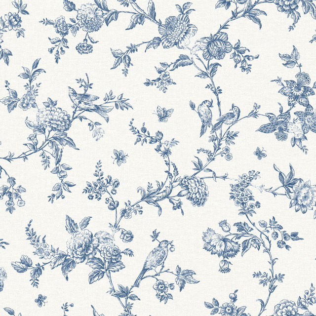 Nightingale Navy Floral Trail Wallpaper by Chesapeake Designer Delphine Covers about 56.4 square feet 20.5-in by 33-ft long roll Prepasted 20.5 - Swanky Fabrics - Nightingale Navy Floral Trail Wallpaper by Chesapeake Designer Delphine Covers about 56.4 square feet 20.5-in by 33-ft long roll Prepasted 20.5 - Swanky Fabrics -