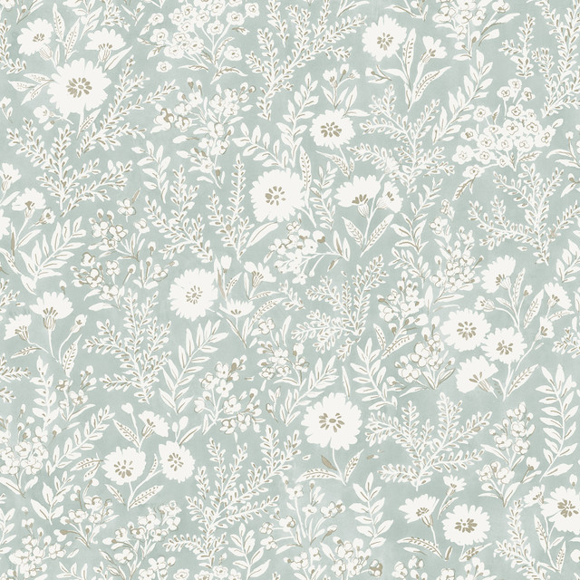 Agathon Seafoam Floral Wallpaper by Chesapeake Designer Delphine Covers about 56.4 square feet 20.5-in by 33-ft long roll Prepasted 20.5 - Swanky Fabrics - Agathon Seafoam Floral Wallpaper by Chesapeake Designer Delphine Covers about 56.4 square feet 20.5-in by 33-ft long roll Prepasted 20.5 - Swanky Fabrics -