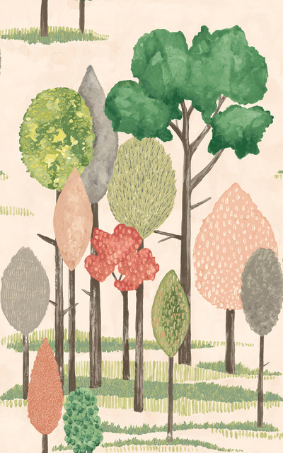 Cypress Pink Tall Trees Wallpaper by ohpopsi Designer Concept Covers about 54.2 square feet 19.7-in by 33-ft long roll Unpasted 31.5 - Swanky Fabrics - Cypress Pink Tall Trees Wallpaper by ohpopsi Designer Concept Covers about 54.2 square feet 19.7-in by 33-ft long roll Unpasted 31.5 - Swanky Fabrics -