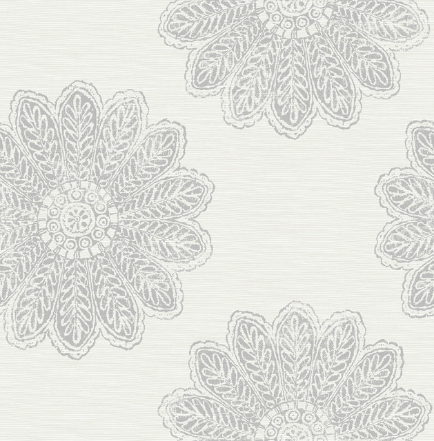 Sol Light Grey Medallion Wallpaper by A-Street Prints Designer Celadon Covers about 56.4 square feet 20.5-in by 33-ft long roll Unpasted 20.9 - Swanky Fabrics - Sol Light Grey Medallion Wallpaper by A-Street Prints Designer Celadon Covers about 56.4 square feet 20.5-in by 33-ft long roll Unpasted 20.9 - Swanky Fabrics -