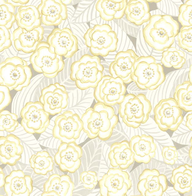 Emery Light Yellow Floral Wallpaper by A-Street Prints Designer BlueBell Covers about 56.4 square feet 20.5-in by 33-ft long roll Unpasted 20.9 - Swanky Fabrics - Emery Light Yellow Floral Wallpaper by A-Street Prints Designer BlueBell Covers about 56.4 square feet 20.5-in by 33-ft long roll Unpasted 20.9 - Swanky Fabrics -