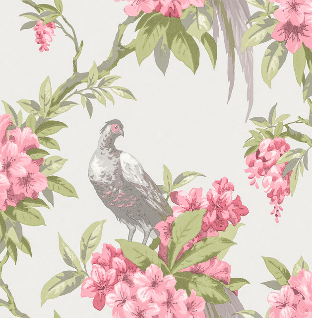 Golden Pheasant Rose Floral Wallpaper by Brewster Designer Archive Collection Covers about 56.4 square feet 20.5-in by 33-ft long roll Unpasted 21 - Swanky Fabrics - Golden Pheasant Rose Floral Wallpaper by Brewster Designer Archive Collection Covers about 56.4 square feet 20.5-in by 33-ft long roll Unpasted 21 - Swanky Fabrics -