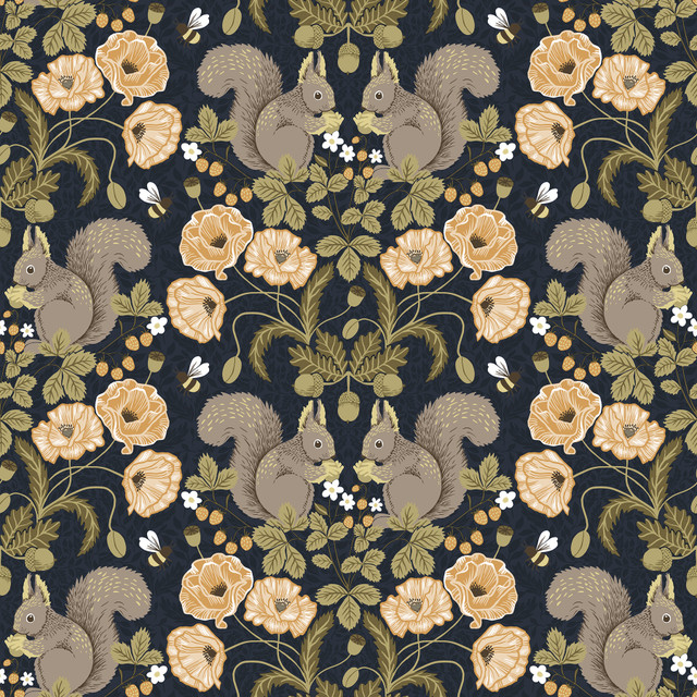 Kurre Dark Blue Woodland Damask Wallpaper by A-Street Prints Designer Annelie Covers about 57.5 square feet 20.9-in by 33-ft long roll Unpasted 10.4 - Swanky Fabrics - Kurre Dark Blue Woodland Damask Wallpaper by A-Street Prints Designer Annelie Covers about 57.5 square feet 20.9-in by 33-ft long roll Unpasted 10.4 - Swanky Fabrics -