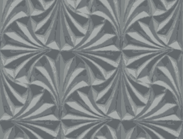 Sculpted Charcoal Fans Wallpaper by Candice Olson Designer Natural Discovery Covers about 60.8 square feet 27-in by 27-ft long roll Unpasted 20.5 - Swanky Fabrics -