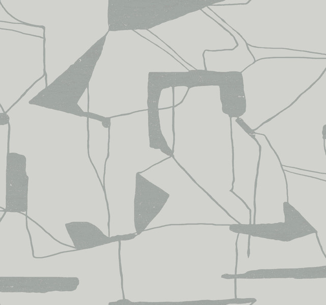 Abstract Geo Fog & Silver Wallpaper by Antonina Vella Designer Antonina Vella Modern Metals Second Edition Covers about 60.5 square feet 27-in by 26.9-ft long roll Unpasted 25.2 - Swanky Fabrics - Abstract Geo Fog & Silver Wallpaper by Antonina Vella Designer Antonina Vella Modern Metals Second Edition Covers about 60.5 square feet 27-in by 26.9-ft long roll Unpasted 25.2 - Swanky Fabrics -
