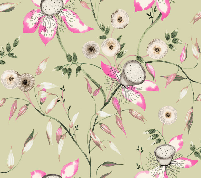Dream Blossom Light Green Wallpaper by York Wallcoverings Designer Blooms Covers about 60.8 square feet 27-in by 27-ft long roll Unpasted 24 - Swanky Fabrics - Dream Blossom Light Green Wallpaper by York Wallcoverings Designer Blooms Covers about 60.8 square feet 27-in by 27-ft long roll Unpasted 24 - Swanky Fabrics -