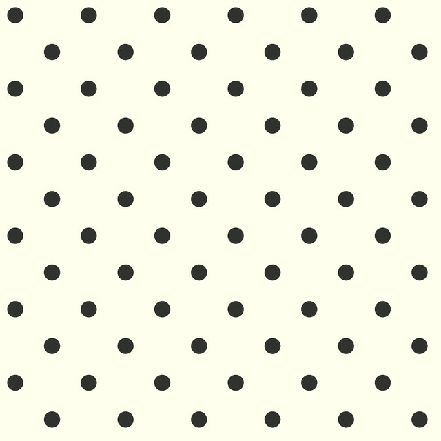 Circle White & Black Wallpaper by Waverly Designer Waverly Kids Covers about 56.4 square feet 20.5-in by 33-ft long roll Prepasted 3.38 - Swanky Fabrics -