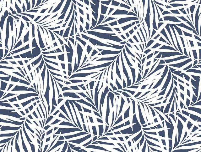 Oahu Fronds Navy & White Wallpaper by York Wallcoverings Designer Water's Edge Resource Library Covers about 60.8 square feet 27-in by 27-ft long roll Prepasted 20.5 - Swanky Fabrics - Oahu Fronds Navy & White Wallpaper by York Wallcoverings Designer Water's Edge Resource Library Covers about 60.8 square feet 27-in by 27-ft long roll Prepasted 20.5 - Swanky Fabrics -