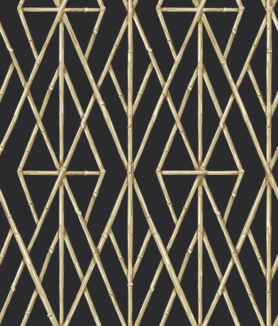 Riviera Bamboo Trellis Black Wallpaper by York Wallcoverings Designer Water's Edge Resource Library Covers about 56.4 square feet 20.5-in by 33-ft long roll Prepasted 24 - Swanky Fabrics - Riviera Bamboo Trellis Black Wallpaper by York Wallcoverings Designer Water's Edge Resource Library Covers about 56.4 square feet 20.5-in by 33-ft long roll Prepasted 24 - Swanky Fabrics -