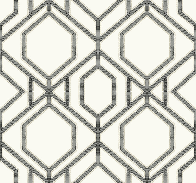 Sawgrass Trellis White & Grey Wallpaper by York Wallcoverings Designer Tropics Resource Library Covers about 60.8 square feet 27-in by 27-ft long roll Prepasted 25.25 - Swanky Fabrics - Sawgrass Trellis White & Grey Wallpaper by York Wallcoverings Designer Tropics Resource Library Covers about 60.8 square feet 27-in by 27-ft long roll Prepasted 25.25 - Swanky Fabrics -