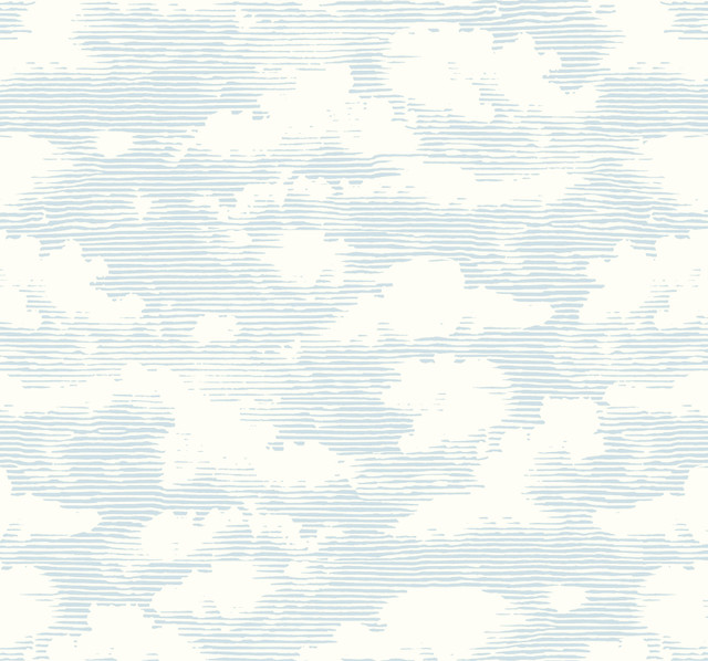 Cloud Cover Blue Wallpaper by York Wallcoverings Designer Silhouettes Covers about 60.8 square feet 27-in by 27-ft long roll Prepasted 25.25 - Swanky Fabrics -