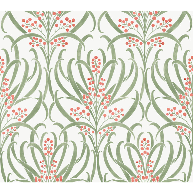 Calluna White & Berry Metallic Wallpaper by Ronald Redding Designer Arts and Crafts Covers about 60.8 square feet 27-in by 27-ft long roll Unpasted 24 - Swanky Fabrics - Calluna White & Berry Metallic Wallpaper by Ronald Redding Designer Arts and Crafts Covers about 60.8 square feet 27-in by 27-ft long roll Unpasted 24 - Swanky Fabrics -