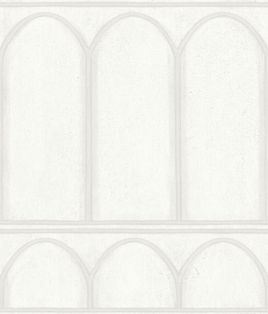 Arches White & Pearl Wallpaper by York Wallcoverings Designer Mediterranean Covers about 56.4 square feet 20.5-in by 33-ft long roll Prepasted 24 - Swanky Fabrics - Arches White & Pearl Wallpaper by York Wallcoverings Designer Mediterranean Covers about 56.4 square feet 20.5-in by 33-ft long roll Prepasted 24 - Swanky Fabrics -