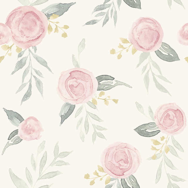 Watercolor Roses Pink Wallpaper by Magnolia Home Designer Magnolia Home Artful Prints & Patterns Covers about 56.4 square feet 20.5-in by 33-ft long roll Prepasted 20.5 - Swanky Fabrics - Watercolor Roses Pink Wallpaper by Magnolia Home Designer Magnolia Home Artful Prints & Patterns Covers about 56.4 square feet 20.5-in by 33-ft long roll Prepasted 20.5 - Swanky Fabrics -