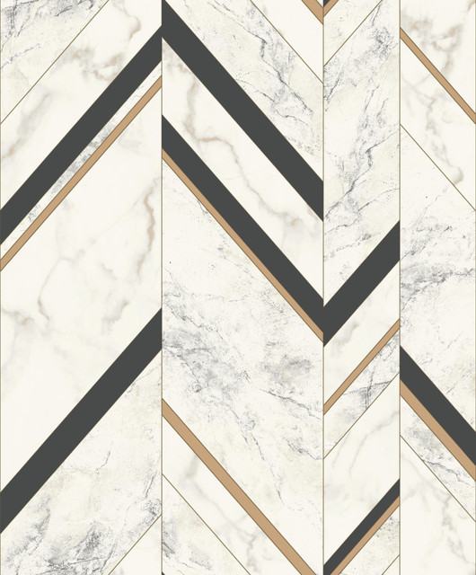 Marble Chevron Black & Gold Wallpaper by Inspired by Color Designer Black & White 2 Covers about 56.9 square feet 20.8-in by 32.8-ft long roll Unpasted 25.2 - Swanky Fabrics - Marble Chevron Black & Gold Wallpaper by Inspired by Color Designer Black & White 2 Covers about 56.9 square feet 20.8-in by 32.8-ft long roll Unpasted 25.2 - Swanky Fabrics -