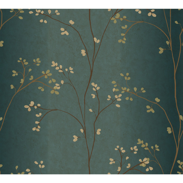 Vertical Blossoms Teal Metallic Wallpaper by York Wallcoverings Designer Earthy Tones Covers about 56.4 square feet 20.5-in by 33-ft long roll Prepasted 0 - Swanky Fabrics - Vertical Blossoms Teal Metallic Wallpaper by York Wallcoverings Designer Earthy Tones Covers about 56.4 square feet 20.5-in by 33-ft long roll Prepasted 0 - Swanky Fabrics -