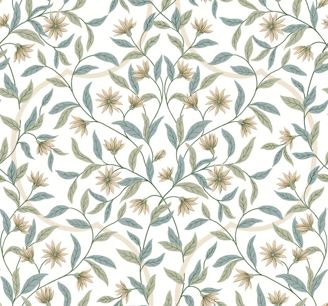 Eucalyptus Jasmine Wallpaper by York Wallcoverings Designer Earthy Tones Covers about 60.8 square feet 27-in by 27-ft long roll Prepasted 25.25 - Swanky Fabrics - Eucalyptus Jasmine Wallpaper by York Wallcoverings Designer Earthy Tones Covers about 60.8 square feet 27-in by 27-ft long roll Prepasted 25.25 - Swanky Fabrics -