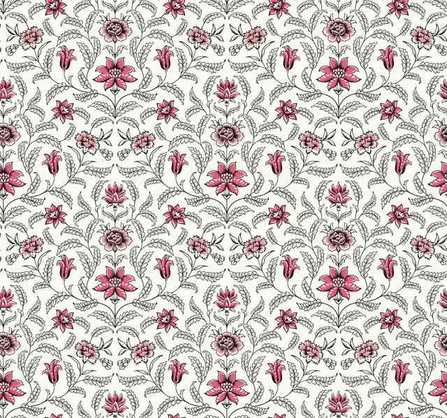 Vintage Blooms Red Wallpaper by York Wallcoverings Designer Grandmillennial Covers about 60.8 square feet 27-in by 27-ft long roll Prepasted 25.25 - Swanky Fabrics - Vintage Blooms Red Wallpaper by York Wallcoverings Designer Grandmillennial Covers about 60.8 square feet 27-in by 27-ft long roll Prepasted 25.25 - Swanky Fabrics -