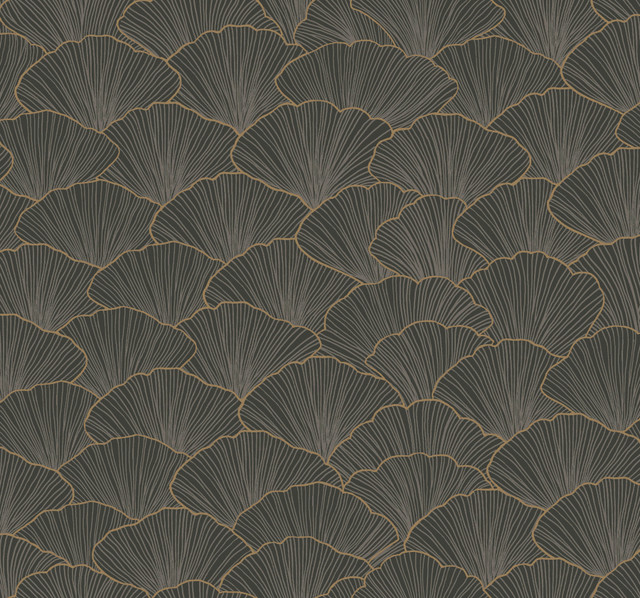 Luminous Gingko Grey Wallpaper by Candice Olson Designer Candice Olson Modern Artisan II Covers about 60.8 square feet 27-in by 27-ft long roll Unpasted 25.25 - Swanky Fabrics -