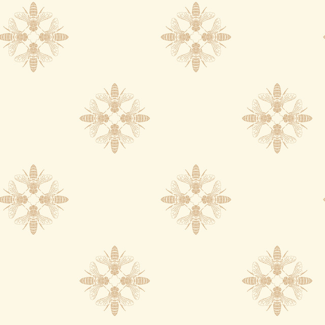 Honey Bee Gold & Cream Wallpaper by Inspired by Color Designer Black & White Resource Library Covers about 56.4 square feet 20.5-in by 33-ft long roll Prepasted 10.25 - Swanky Fabrics - Honey Bee Gold & Cream Wallpaper by Inspired by Color Designer Black & White Resource Library Covers about 56.4 square feet 20.5-in by 33-ft long roll Prepasted 10.25 - Swanky Fabrics -