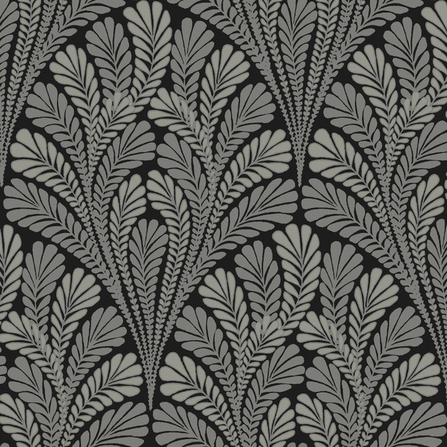 Shell Damask Black Wallpaper by Inspired by Color Designer Black & White Resource Library Covers about 56.4 square feet 20.5-in by 33-ft long roll Prepasted 20.5 - Swanky Fabrics - Shell Damask Black Wallpaper by Inspired by Color Designer Black & White Resource Library Covers about 56.4 square feet 20.5-in by 33-ft long roll Prepasted 20.5 - Swanky Fabrics -
