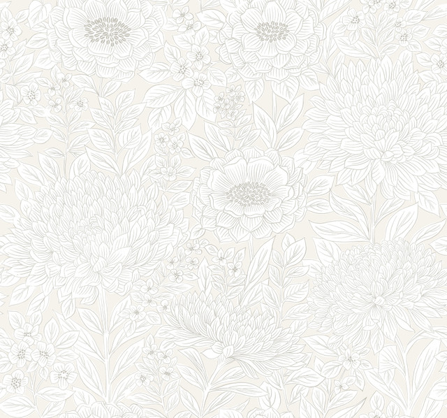 Wood Block Blooms Cream Wallpaper by Inspired by Color Designer Beige & Neutrals Covers about 60.8 square feet 27-in by 27-ft long roll Prepasted 25.25 - Swanky Fabrics - Wood Block Blooms Cream Wallpaper by Inspired by Color Designer Beige & Neutrals Covers about 60.8 square feet 27-in by 27-ft long roll Prepasted 25.25 - Swanky Fabrics -