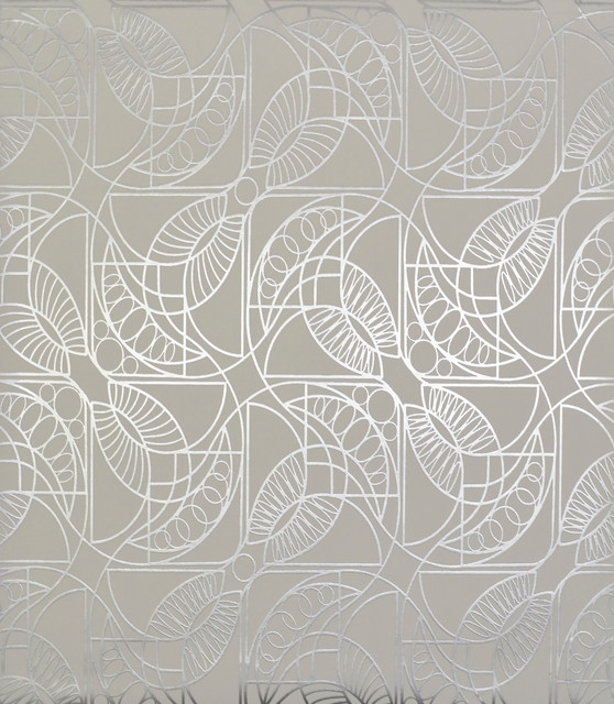 Cartouche White & Silver Wallpaper by Antonina Vella Designer Antonina Vella Modern Metals Covers about 56.9 square feet 20.8-in by 32.8-ft long roll Unpasted 12.6 - Swanky Fabrics - Cartouche White & Silver Wallpaper by Antonina Vella Designer Antonina Vella Modern Metals Covers about 56.9 square feet 20.8-in by 32.8-ft long roll Unpasted 12.6 - Swanky Fabrics -