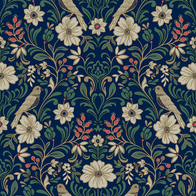 Colette Navy Wallpaper by Magnolia Home Designer Magnolia Home 4 Covers about 56.4 square feet 20.5-in by 33-ft long roll Prepasted 20.5 - Swanky Fabrics - Colette Navy Wallpaper by Magnolia Home Designer Magnolia Home 4 Covers about 56.4 square feet 20.5-in by 33-ft long roll Prepasted 20.5 - Swanky Fabrics -