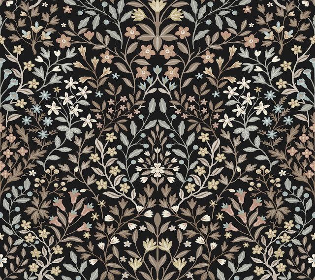 Garden Black & Neutral Terrace Wallpaper by Magnolia Home Designer Magnolia Home 4 Covers about 60.8 square feet 27-in by 27-ft long roll Prepasted 24 - Swanky Fabrics -