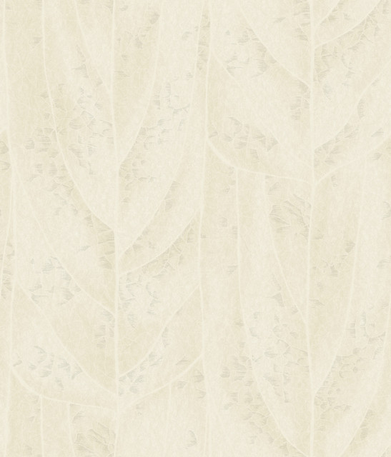 Dicot Pearl Leaf Wallpaper by Candice Olson Designer Natural Discovery Covers about 56.4 square feet 20.5-in by 33-ft long roll Unpasted 24 - Swanky Fabrics -