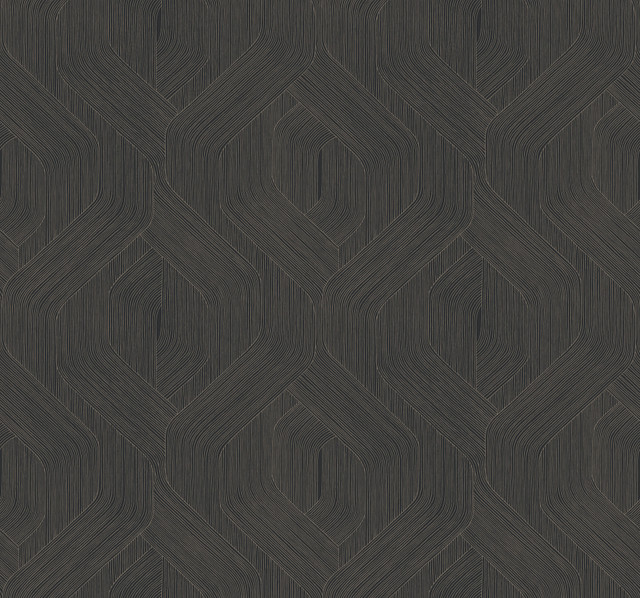 Fine Line Black Geometric Wallpaper by Candice Olson Designer Natural Discovery Covers about 60.8 square feet 27-in by 27-ft long roll Unpasted 25.25 - Swanky Fabrics -