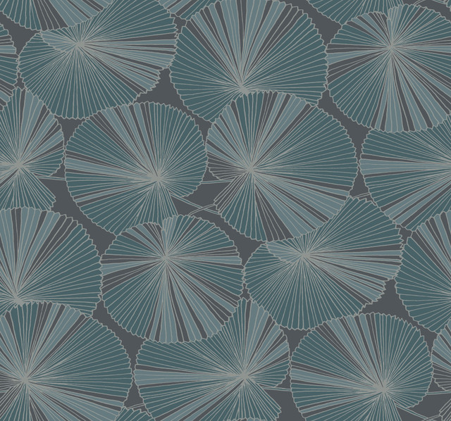 Layered Deep Blue Lily Pads Wallpaper by Candice Olson Designer Natural Discovery Covers about 60.8 square feet 27-in by 27-ft long roll Unpasted 25.25 - Swanky Fabrics - Layered Deep Blue Lily Pads Wallpaper by Candice Olson Designer Natural Discovery Covers about 60.8 square feet 27-in by 27-ft long roll Unpasted 25.25 - Swanky Fabrics -