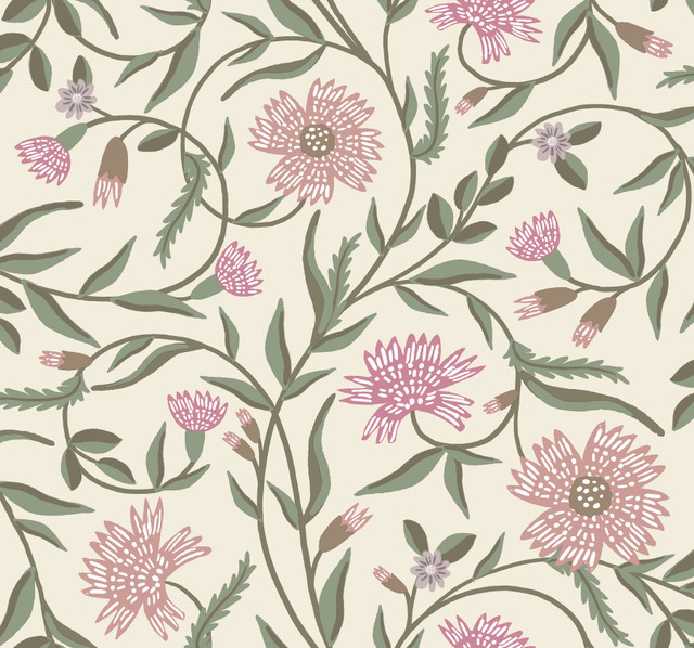 Aster Rose Wallpaper by Rifle Paper Co. Designer Rifle Paper Co. 3rd Edition Covers about 60.8 square feet 27-in by 27-ft long roll Unpasted 25.25 - Swanky Fabrics - Aster Rose Wallpaper by Rifle Paper Co. Designer Rifle Paper Co. 3rd Edition Covers about 60.8 square feet 27-in by 27-ft long roll Unpasted 25.25 - Swanky Fabrics -