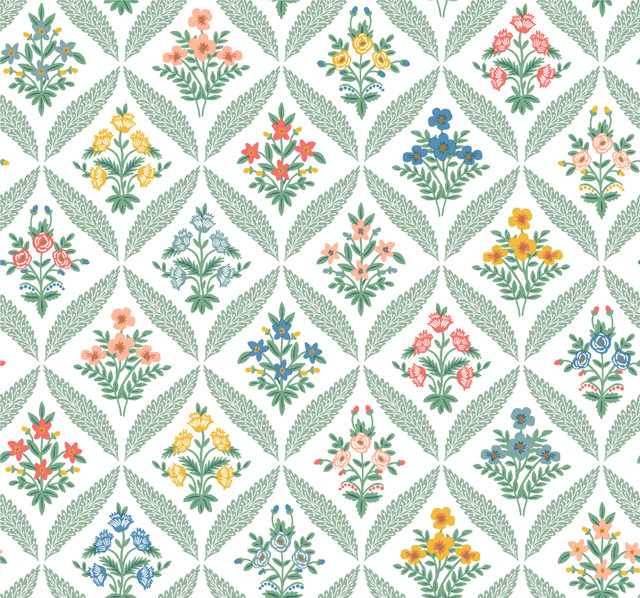 Estee Garden Sage Wallpaper by Rifle Paper Co. Designer Rifle Paper Co. 3rd Edition Covers about 60.8 square feet 27-in by 27-ft long roll Unpasted 25.25 - Swanky Fabrics - Estee Garden Sage Wallpaper by Rifle Paper Co. Designer Rifle Paper Co. 3rd Edition Covers about 60.8 square feet 27-in by 27-ft long roll Unpasted 25.25 - Swanky Fabrics -
