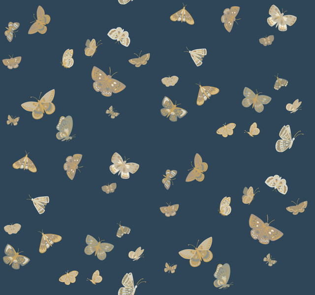 Butterfly House Navy Wallpaper by Rifle Paper Co. Designer Rifle Paper Co. 3rd Edition Covers about 60.8 square feet 27-in by 27-ft long roll Unpasted 25.25 - Swanky Fabrics - Butterfly House Navy Wallpaper by Rifle Paper Co. Designer Rifle Paper Co. 3rd Edition Covers about 60.8 square feet 27-in by 27-ft long roll Unpasted 25.25 - Swanky Fabrics -