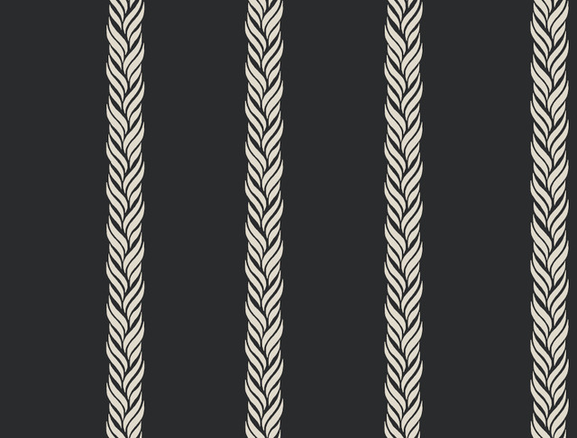 Braided Stripe Black Wallpaper by Ronald Redding Designer Classics Covers about 60.8 square feet 27-in by 27-ft long roll Unpasted 20.5 - Swanky Fabrics -