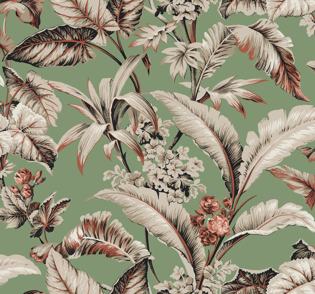 Mystic Isle Green Wallpaper by Ronald Redding Designer Classics Covers about 60.8 square feet 27-in by 27-ft long roll Unpasted 25.25 - Swanky Fabrics - Mystic Isle Green Wallpaper by Ronald Redding Designer Classics Covers about 60.8 square feet 27-in by 27-ft long roll Unpasted 25.25 - Swanky Fabrics -