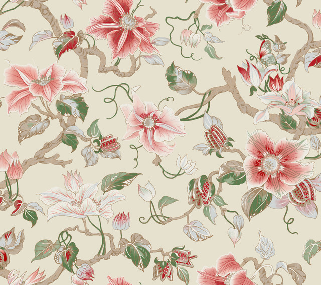 Marguerite Vine Cream Wallpaper by Ronald Redding Designer Classics Covers about 60.8 square feet 27-in by 27-ft long roll Unpasted 24 - Swanky Fabrics - Marguerite Vine Cream Wallpaper by Ronald Redding Designer Classics Covers about 60.8 square feet 27-in by 27-ft long roll Unpasted 24 - Swanky Fabrics -