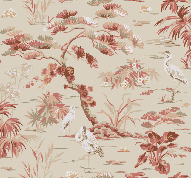 Bridgewater Coral Wallpaper by Ronald Redding Designer Classics Covers about 60.8 square feet 27-in by 27-ft long roll Unpasted 25.25 - Swanky Fabrics - Bridgewater Coral Wallpaper by Ronald Redding Designer Classics Covers about 60.8 square feet 27-in by 27-ft long roll Unpasted 25.25 - Swanky Fabrics -