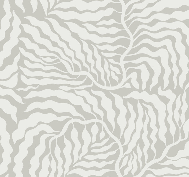 Fern Fronds Grey & White Wallpaper by York Wallcoverings Designer Artistic Abstracts Covers about 60.8 square feet 27-in by 27-ft long roll Unpasted 25.25 - Swanky Fabrics - Fern Fronds Grey & White Wallpaper by York Wallcoverings Designer Artistic Abstracts Covers about 60.8 square feet 27-in by 27-ft long roll Unpasted 25.25 - Swanky Fabrics -